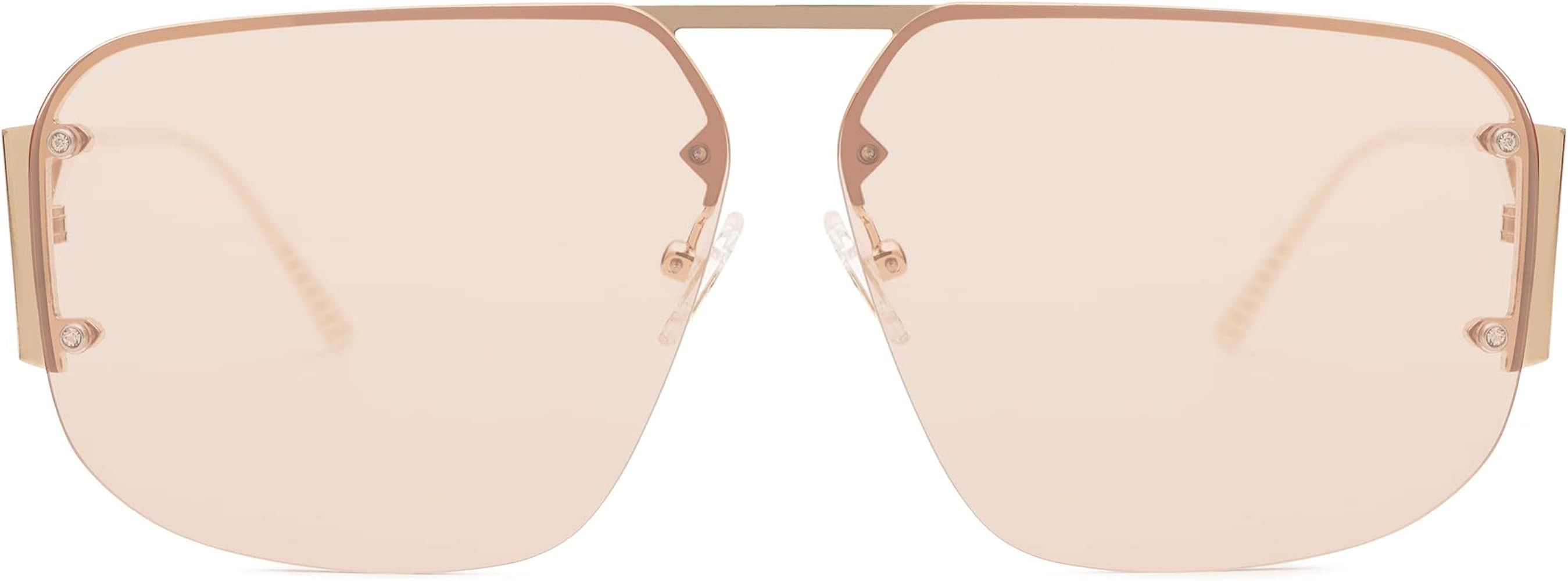SOJOS Trendy Aviator Sunglasses Mens Womens Retro Metal Rimless Frame Shades Lentes De Sol Para M... | Amazon (US)