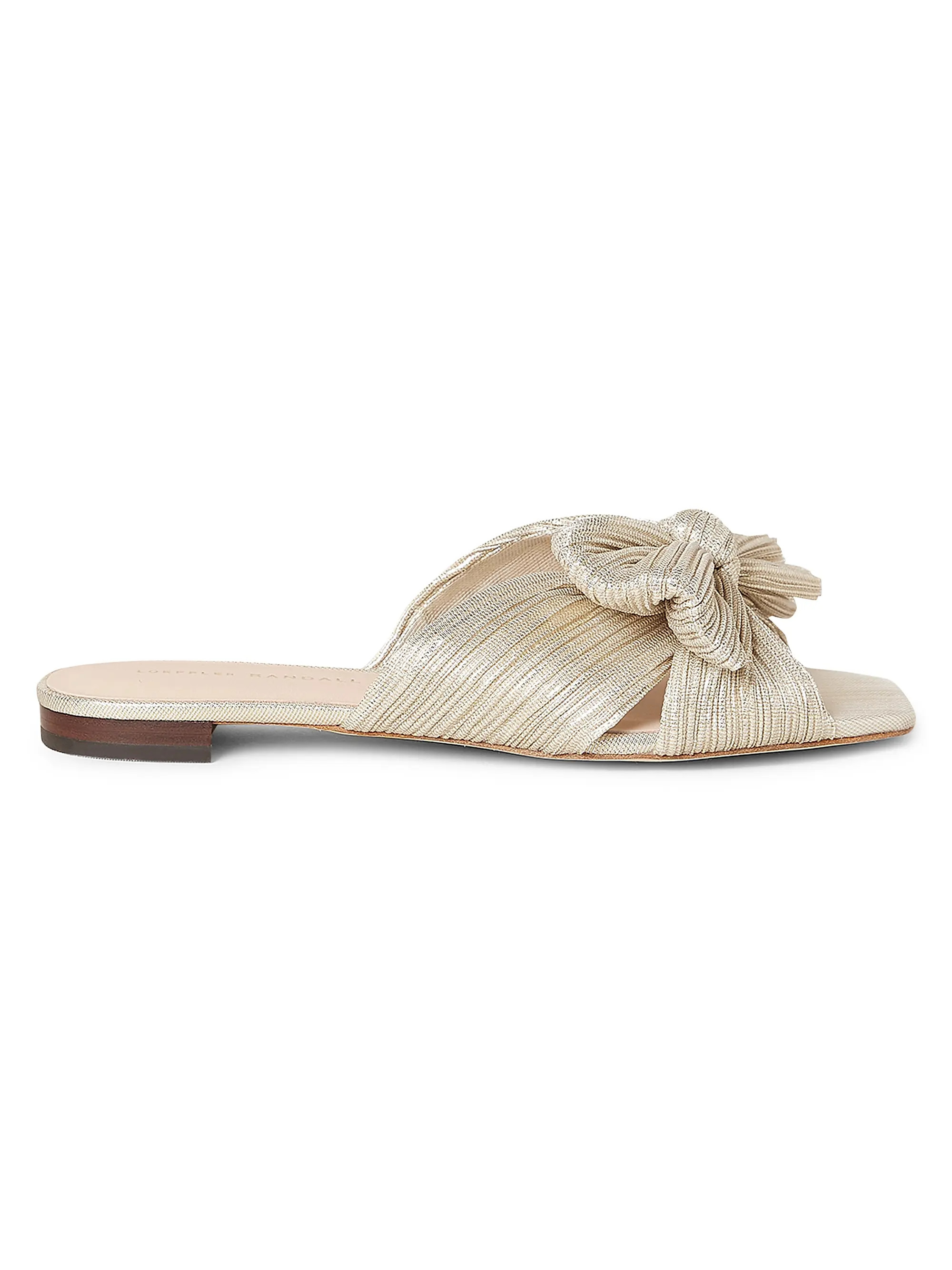 Shop Loeffler Randall Daphne Metallic Pleated Lamé Mule Sandals | Saks Fifth Avenue | Saks Fifth Avenue