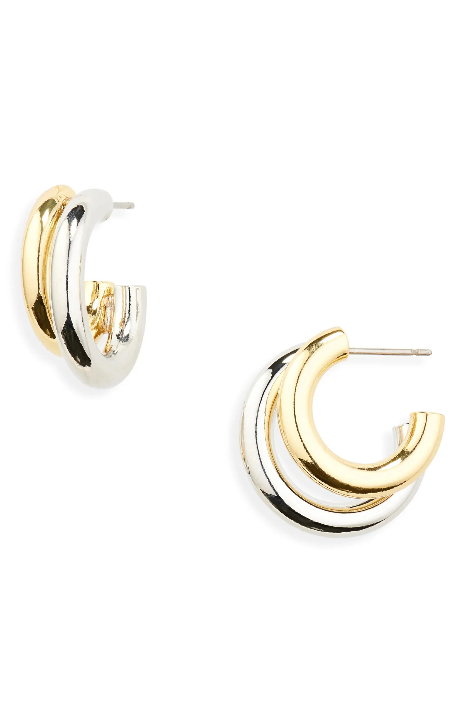Shashi Two-Tone Double Hoop Earrings | Nordstrom | Nordstrom