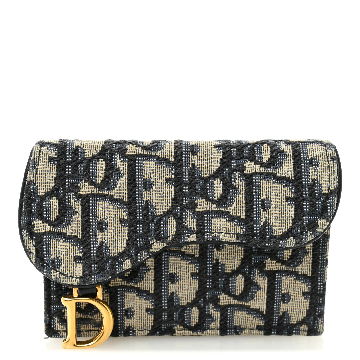 Oblique Saddle Card Holder Blue | FASHIONPHILE (US)