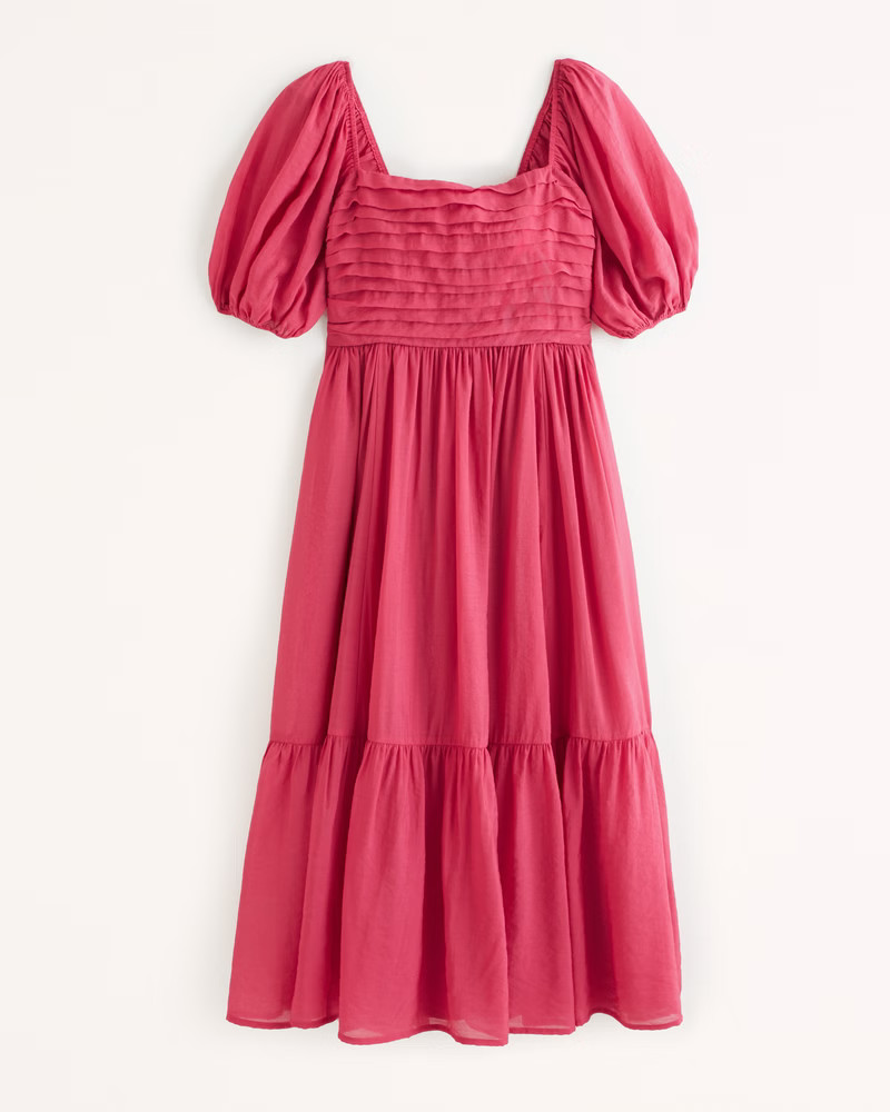 Emerson Floaty Puff Sleeve Midi Dress | Abercrombie & Fitch (US)