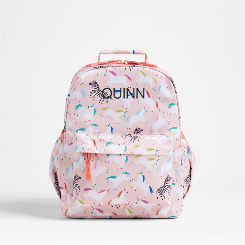 Unicorns Personalized Medium Kids School Backpack with Side Pockets | Crate & Kids | Crate & Barrel