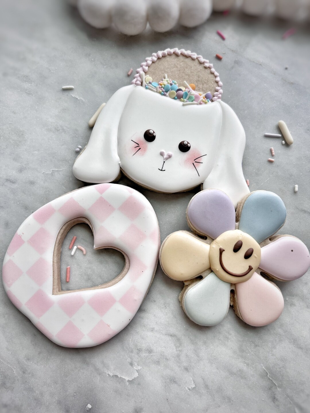 Easter Bunny Basket 3 piece cookie set | Etsy (US)