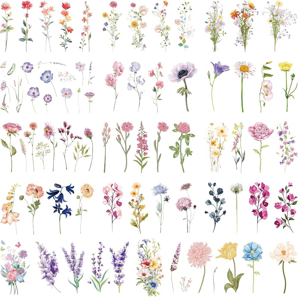 79 PCS Flower Temporary Tattoos Adult, Floral Tattoos Temporary Realistic | Amazon (US)