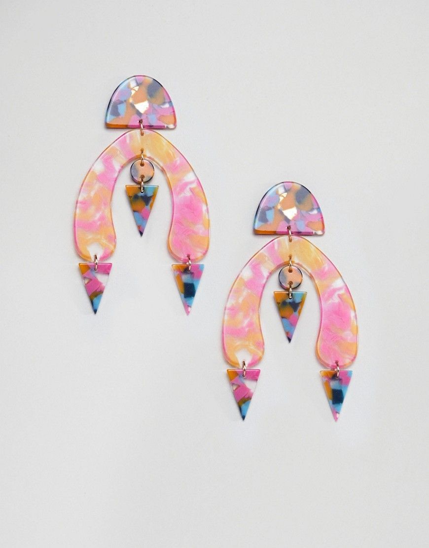 ASOS DESIGN earrings in mixed MULTICOLOR resin shape design - Multi | ASOS US