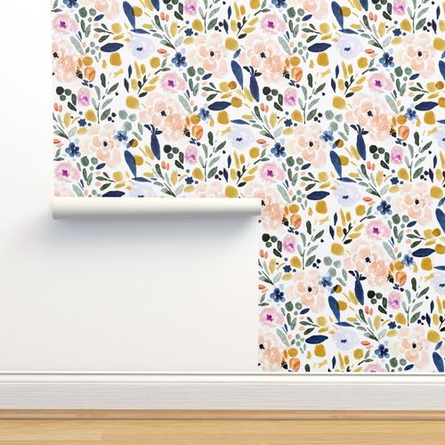 Sierra Floral Wallpaper bycrystal_walen | Spoonflower