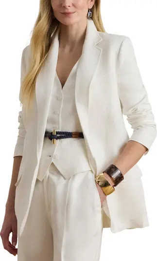 One-Button Linen Blend Blazer | Nordstrom
