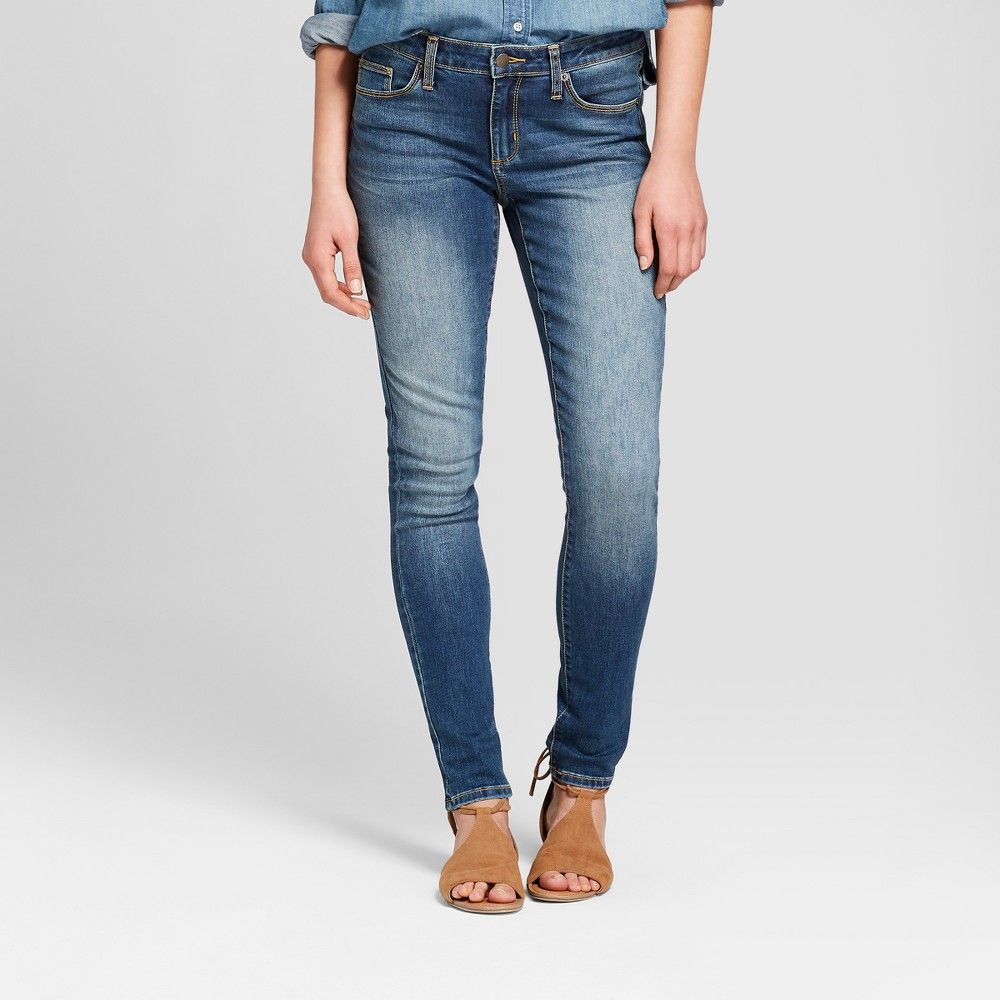 Women's Mid-Rise Skinny Jeans - Universal Thread Medium Wash 10 Short, Medium Blue | Target