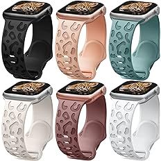 6 Pack Leopard Engraved Band Compatible with Apple Watch Band 38mm 44mm 45mm 49mm, Waterproof Che... | Amazon (US)