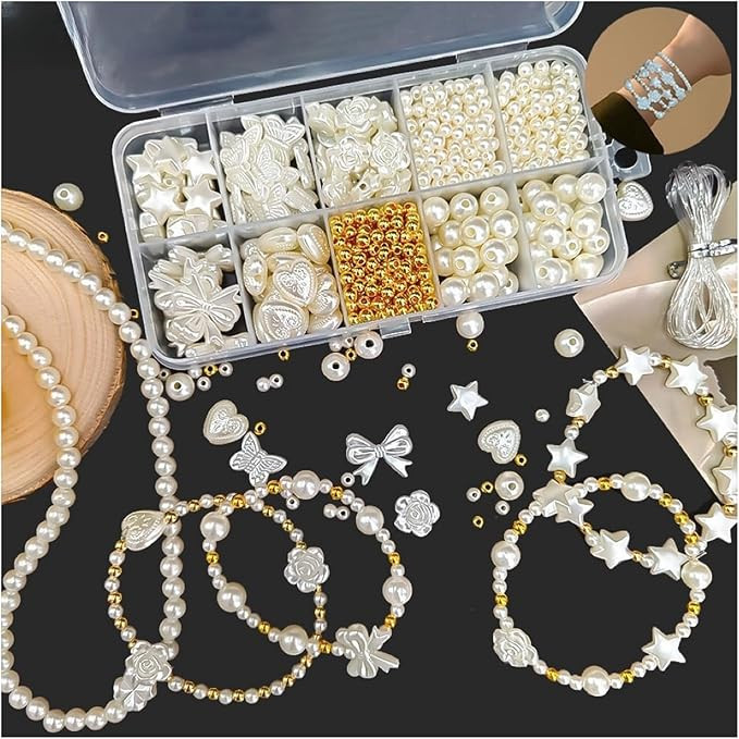 300pcs Necklace Bracelet Making Kit, Pearl Bracelet Beads, Suitable for Jewellery Making Kits DIY... | Amazon (US)