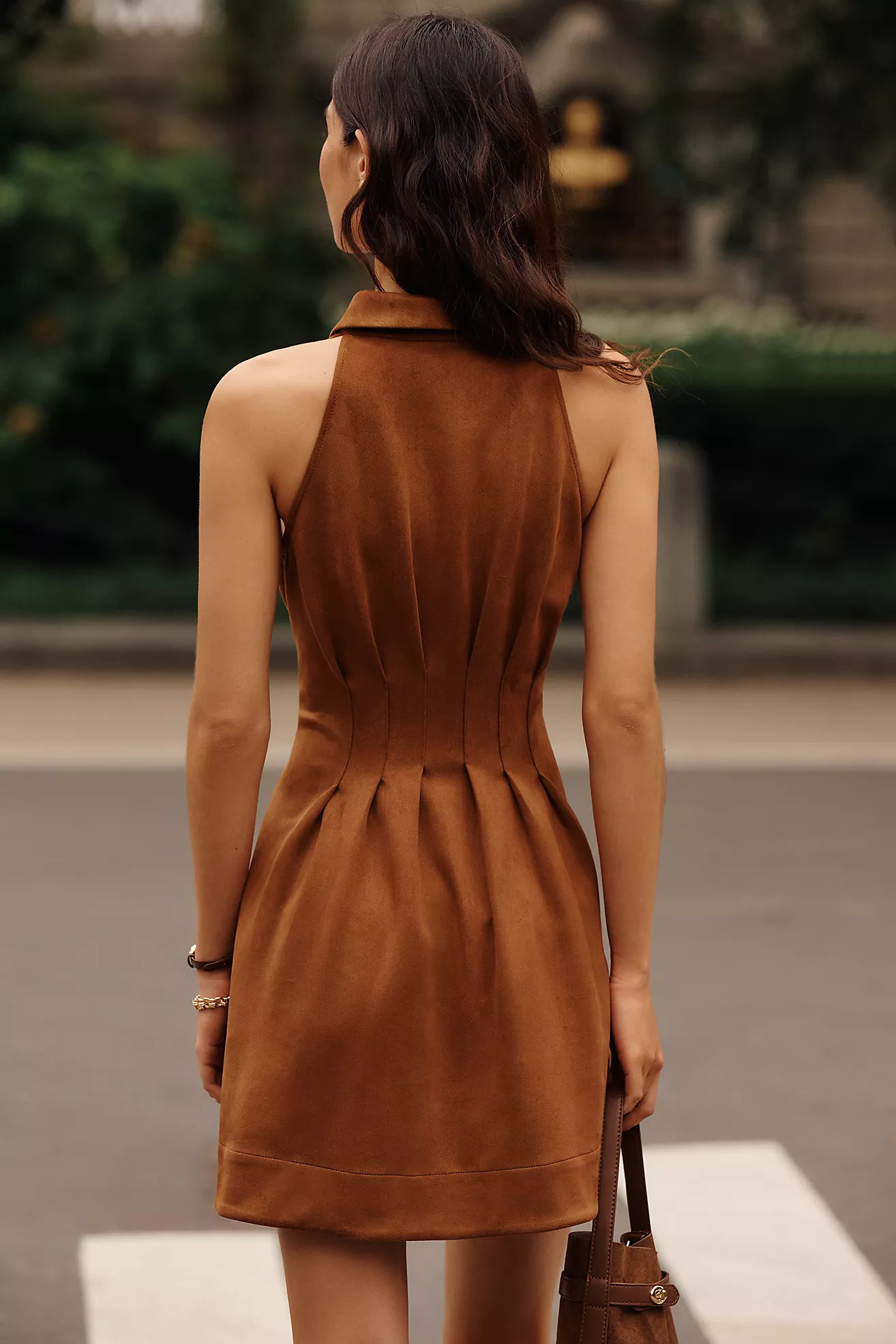 Exquise Tobie Faux-Suede Pintuck Mini Dress | Anthropologie (US)