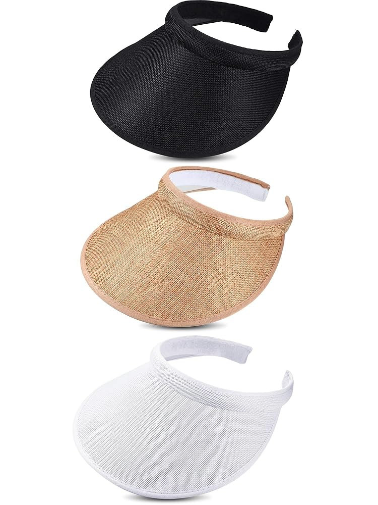 Syhood 3 Pieces Sun Visor Hats Summer Wide Brim Clip on Beach Adjustable Large Brim Cap Golf Hat ... | Amazon (US)