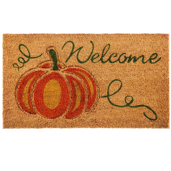 Evergreen Welcome Pumpkin Coir Mat | Target