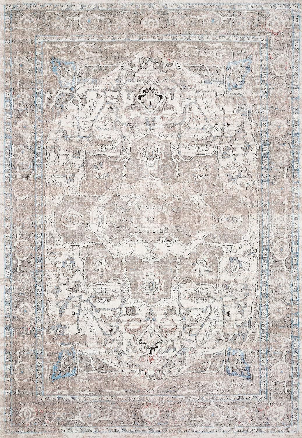 Loloi II Dante Collection DN-05 Ivory / Stone, Transitional Area Rug, 6'-7" x 9'-2" | Amazon (US)
