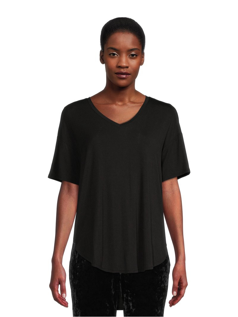 Time and Tru Women's V-Neck Tunic T- Shirt | Walmart (US)