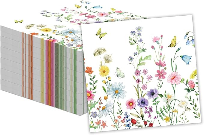 50 Pcs Wildflower Napkins 13 X 13 Inches, Floral Paper Napkins Disposable Flower Cocktail Napkins... | Amazon (US)
