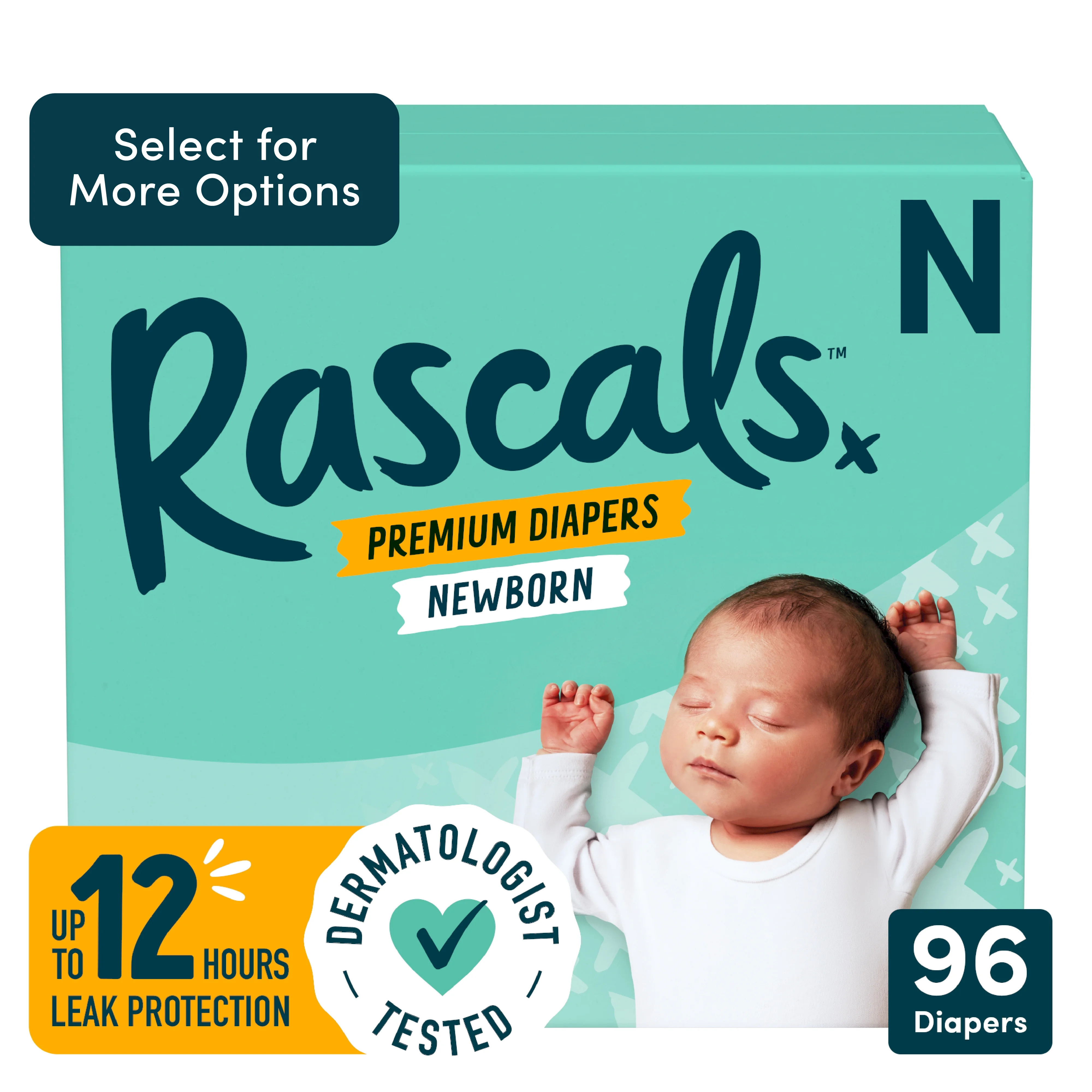 Rascals Premium Newborn Absorbent Baby Diapers Newborn, 96 Count | Walmart (US)