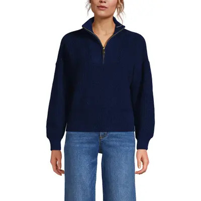 Lands' End Drifter Shaker Wedge Quarter Zip Sweater in Whisper Lilac at Nordstrom, Size Medium P | Nordstrom