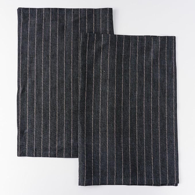 100% Pure Linen Kitchen Towels Set of 2 - French Stripe Design 18 x 24 Inch Dish Hand Towels - Ha... | Amazon (US)