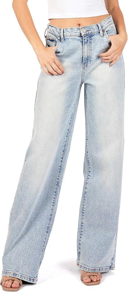 Celebrity Pink Women's Juniors High Rise Wide Leg Trouser Pants | Amazon (US)