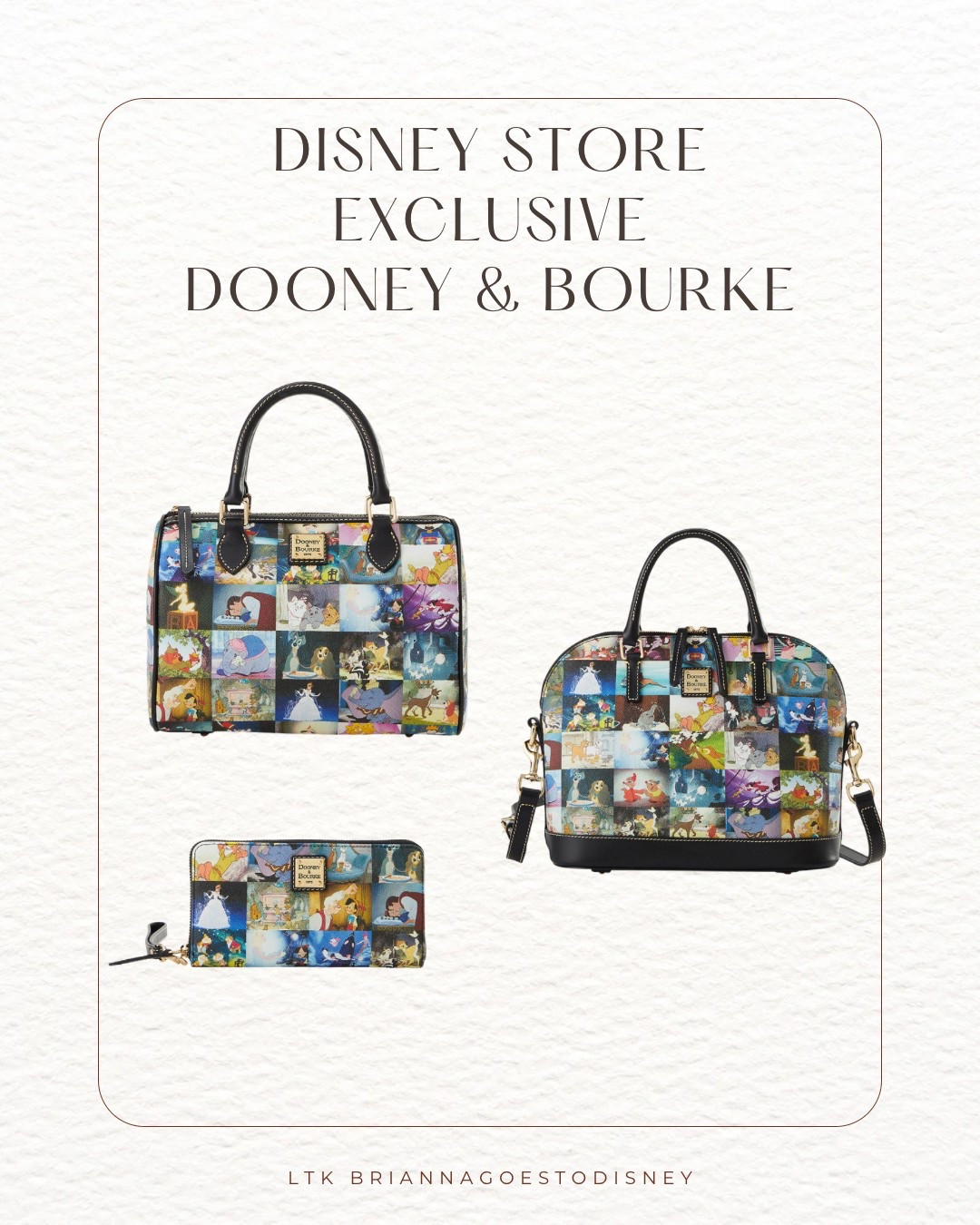 Brand new Dooney & Bourke bags added to the Disney Store! Disney store exclusive ✨

Disney classic Dooney & Bourke satchel | Disney classic barrel bag | Disney classics wristlet wallet | Walt disney world | Disney fashion | outfit ideas for Disney | what to wear