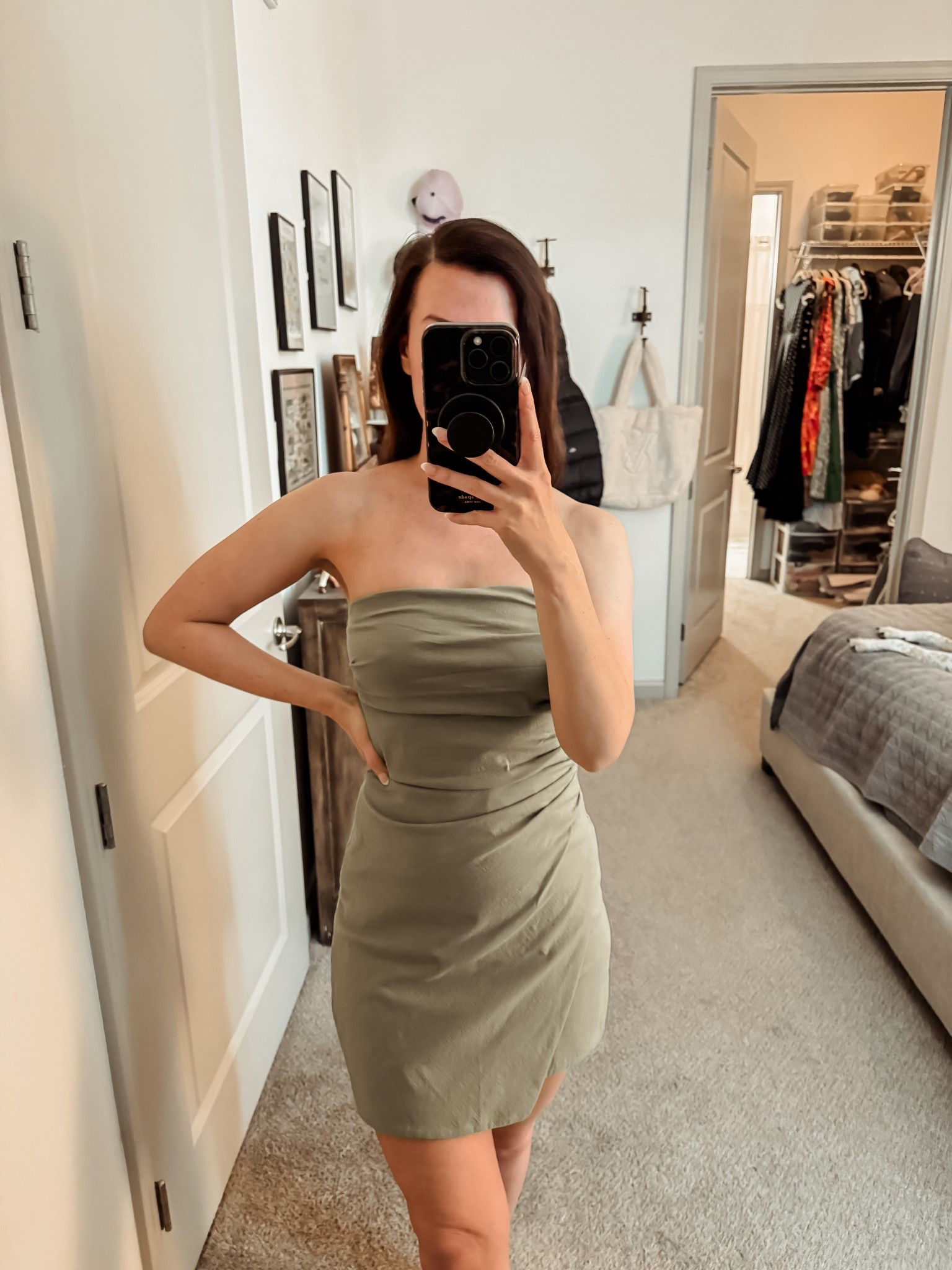 Abercrombie // strapless dress // under $100 // on sale // mini dress // date night dress // green // spring // summer // ootd //beach // travel 

#LTKValentine #LTKSaleAlert #LTKootd