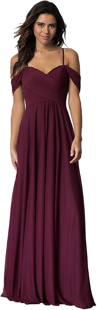 Miao Duo Off Shoulder Long Bridesmaid Dresses 2024 with PocketsChiffon A Line Formal Dress for Wo... | Amazon (US)