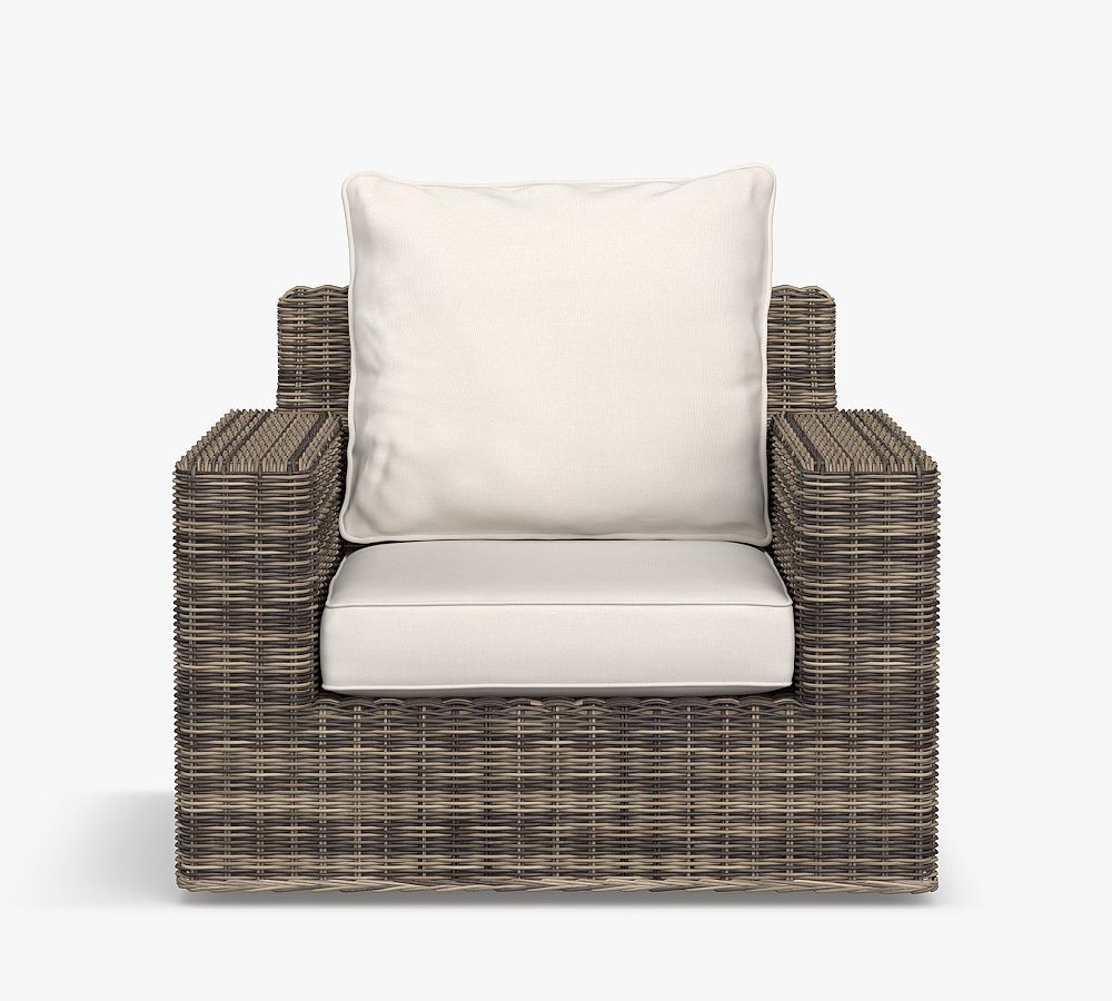 Torrey Wicker Square Arm Swivel Outdoor Lounge Chair | Pottery Barn (US)