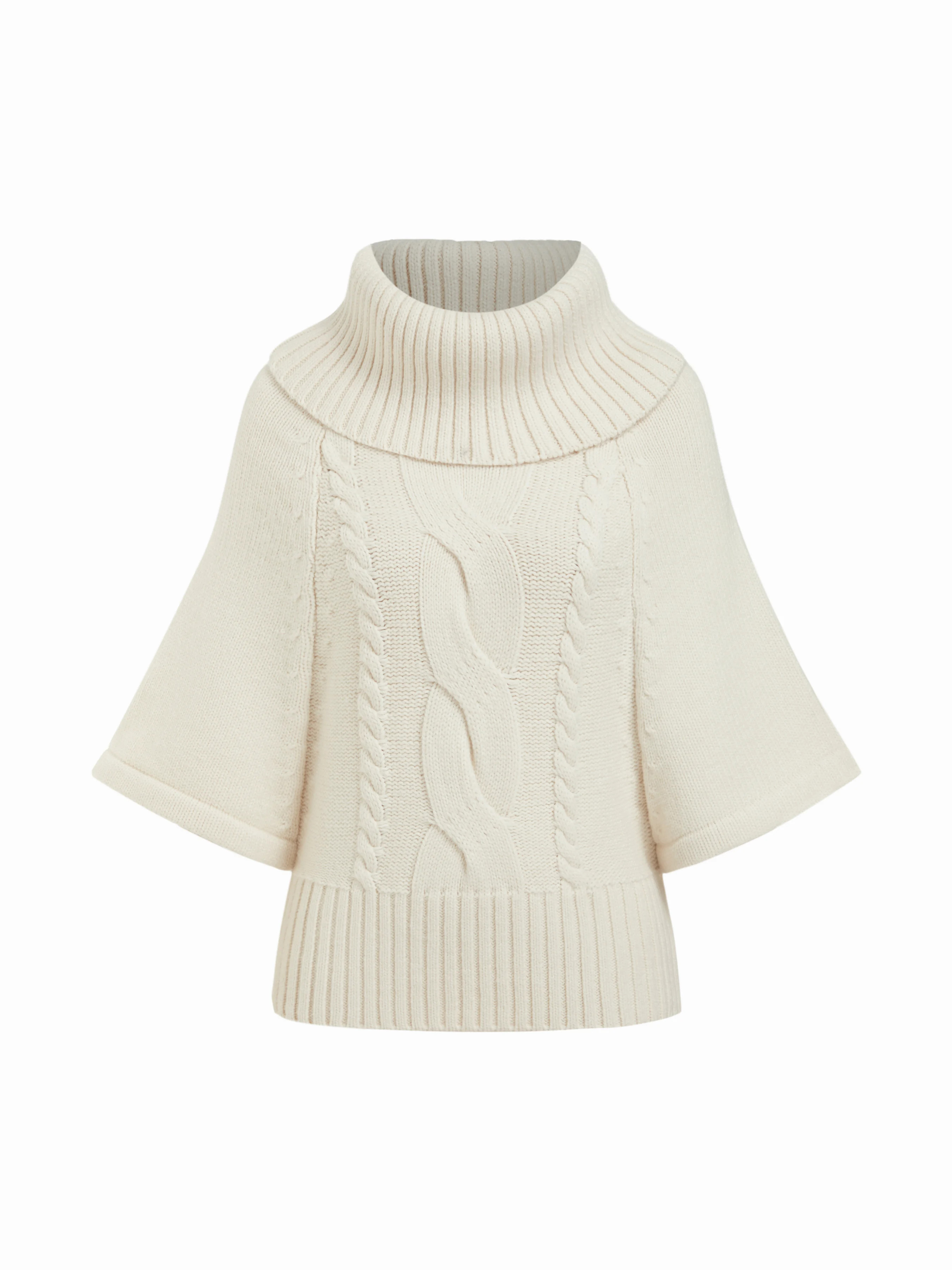 Cable Knit Wool-blend Turtleneck Mid-length Sleeve Oversized Top | Cider