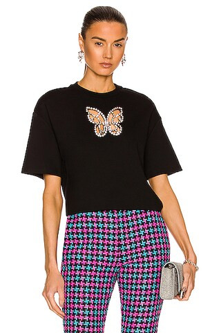 AREA Crystal Butterfly T-Shirt in Black | FWRD | FWRD 