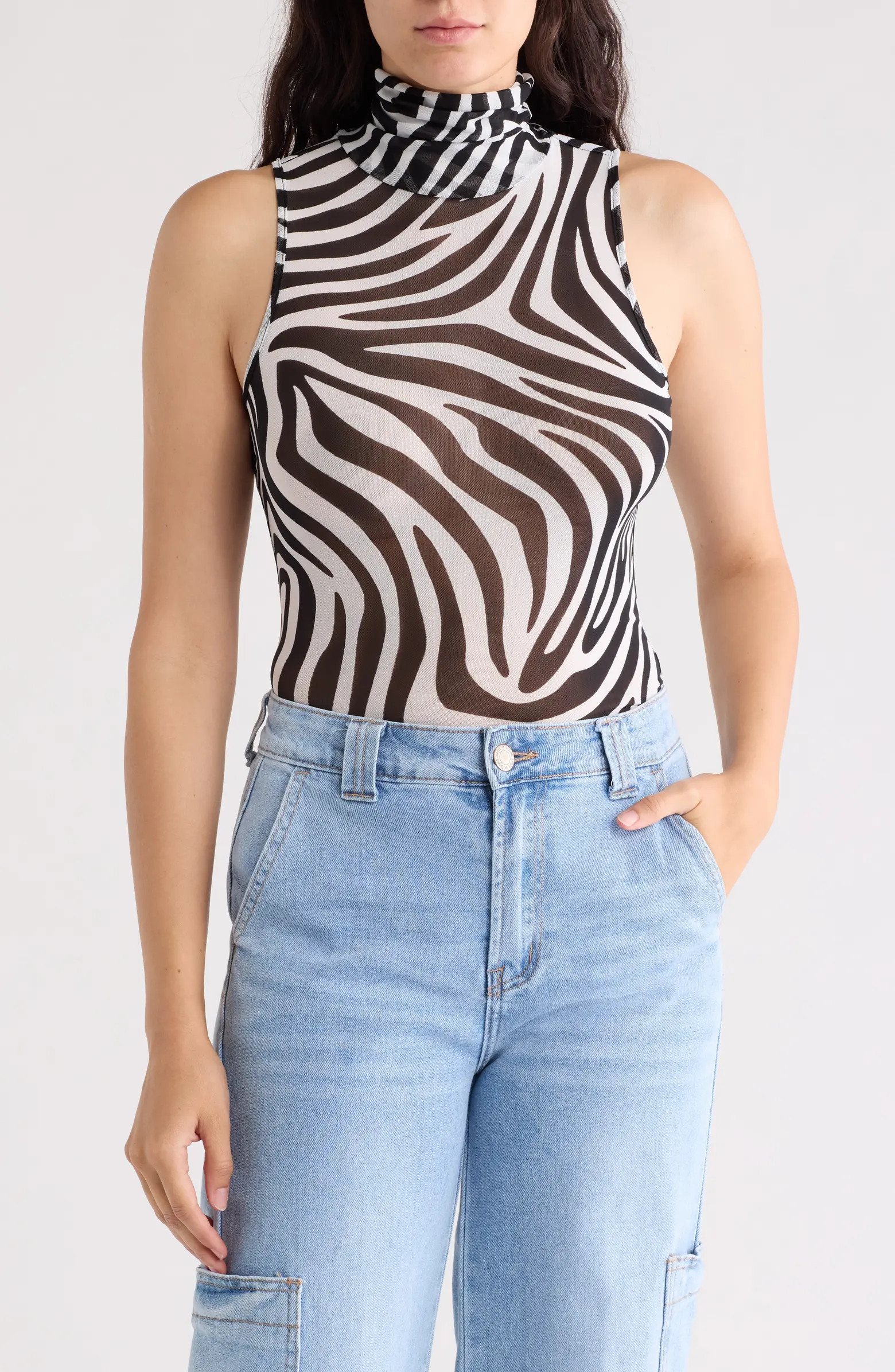 Holt Sleeveless Turtleneck Mesh Top | Nordstrom Rack