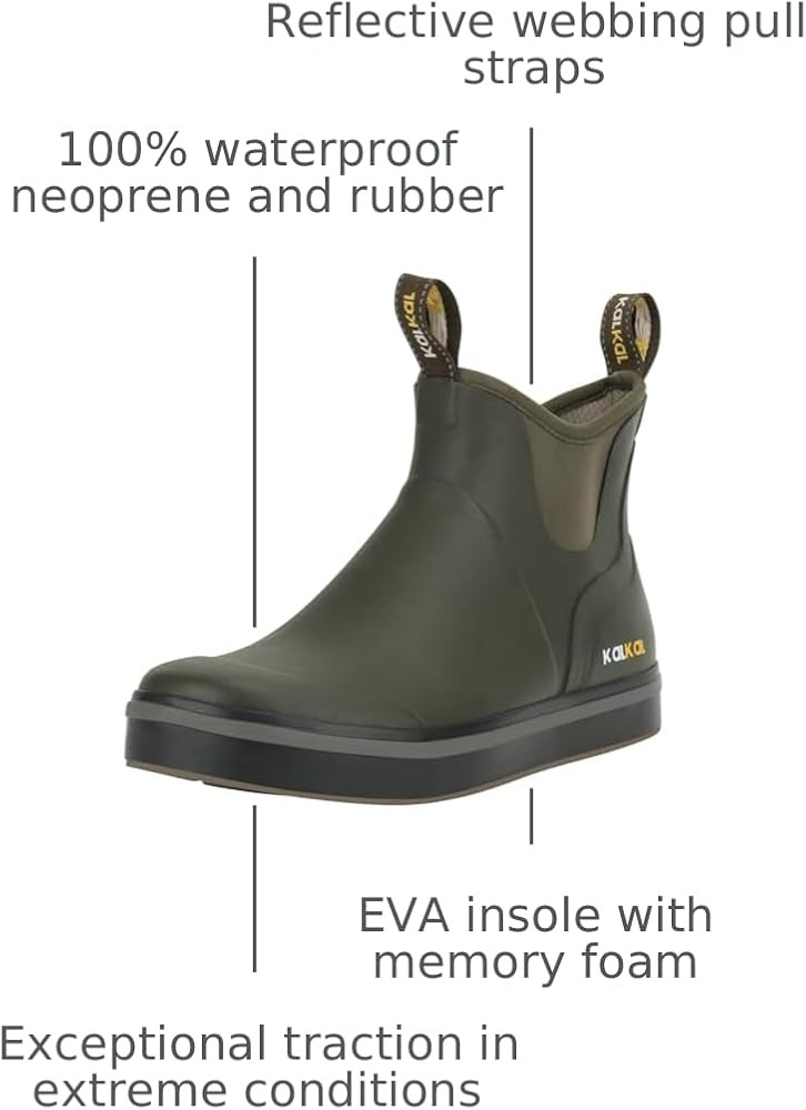 Kalkal Men's Deck Boots Anti-Slip Saltwater Fishing Rain Boots with Memory Foam, Waterproof Rubbe... | Amazon (US)
