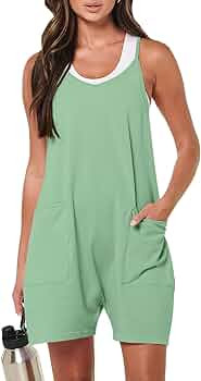 ANRABESS Women's Summer Casual Sleeveless Rompers Loose Spaghetti Strap Shorts Overalls Jumpsuit ... | Amazon (US)