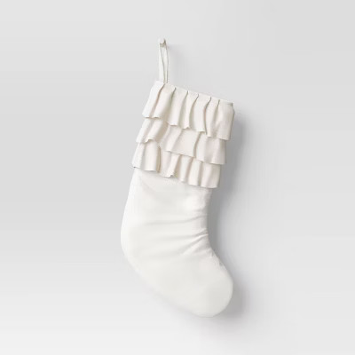 20" Christmas Velvet Stocking with Ruffles White - Wondershop™ | Target