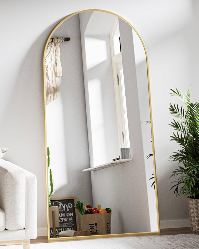 BEAUTYPEAK 71"x30" Arch Floor Mirror, Full Length Mirror Wall Mirror Hanging or Leaning Arched-To... | Amazon (US)