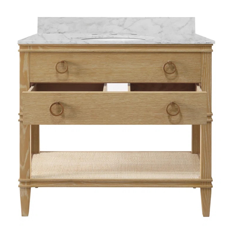 Cutler 36.5'' Single Bathroom Vanity with Carrara Marble Top | Wayfair North America