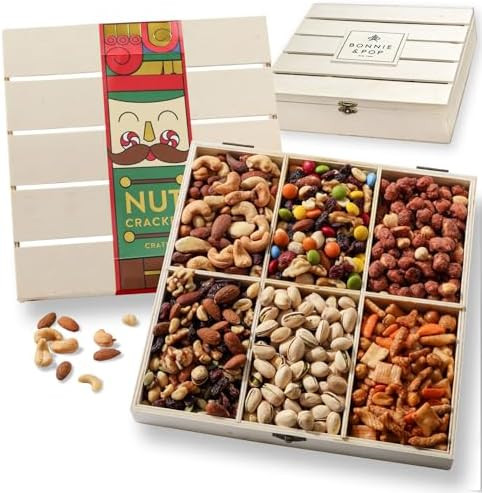 Christmas Nut Gift Basket, in Reusable Wooden Crate, Healthy Gift Option, Gourmet Snack Food Box,... | Amazon (US)