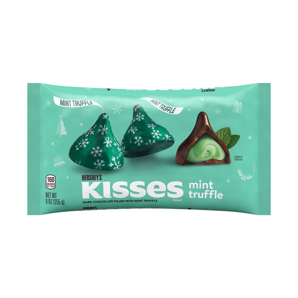 Hershey's Kisses Mint Truffle Flavored Dark Chocolate Holiday Candy - 9oz | Target