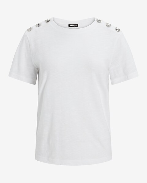 Skimming Novelty Button Crew Neck Tee | Express