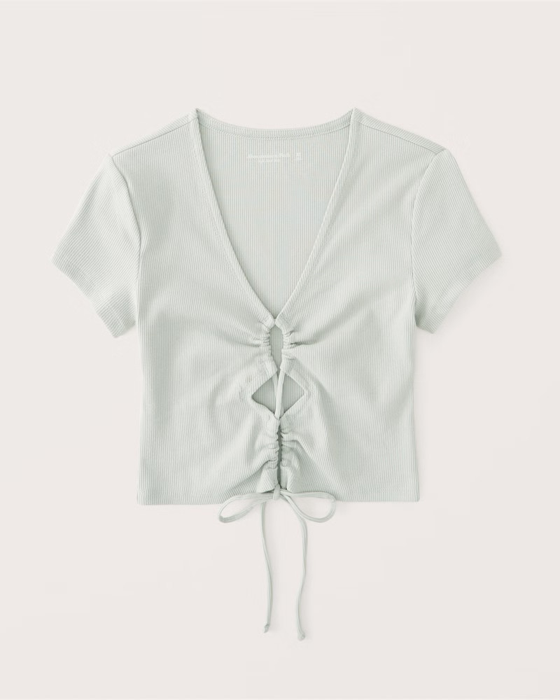 Women's Ribbed Lace-Up Crop Top | Women's Tops | Abercrombie.com | Abercrombie & Fitch (US)