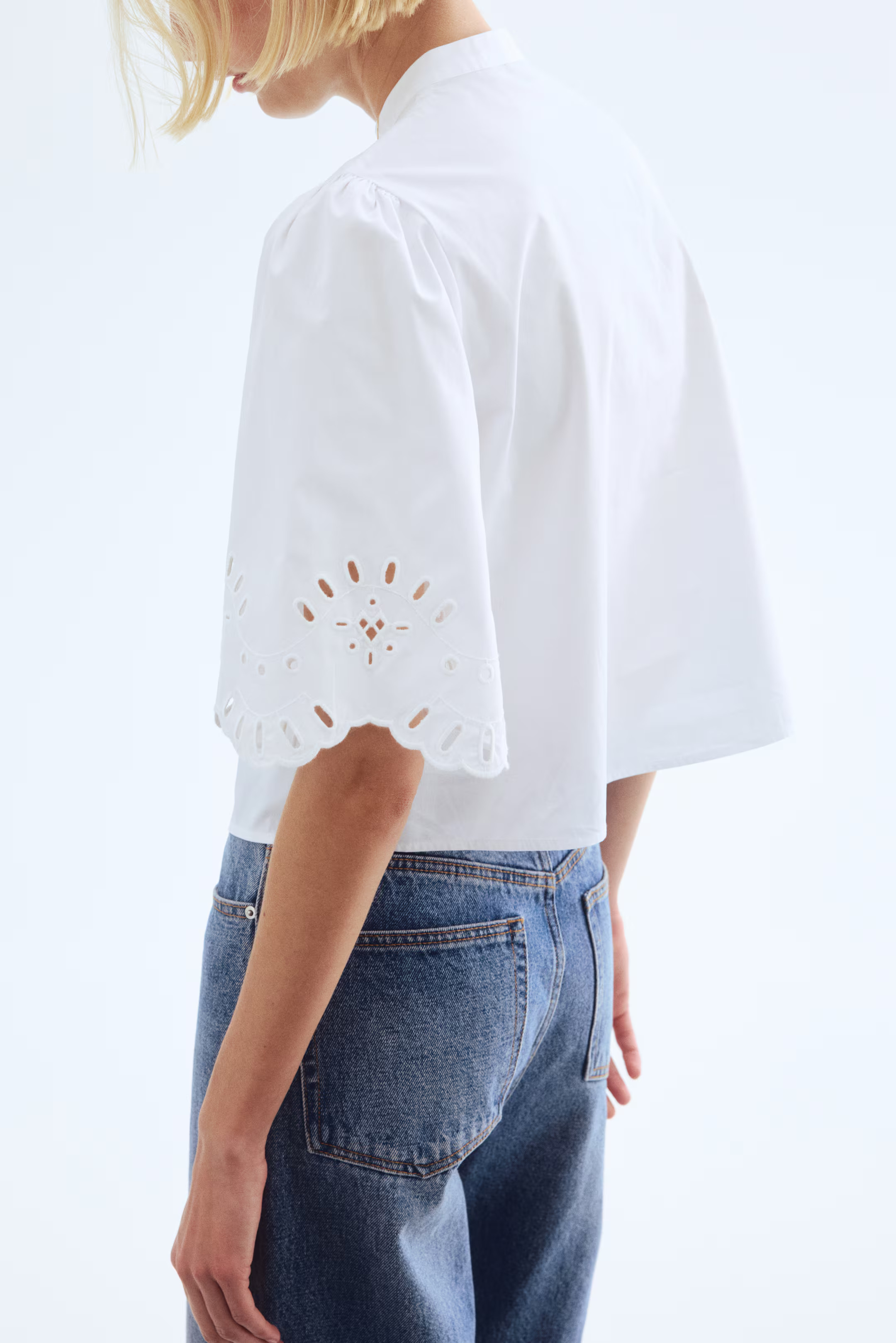 Puff-Sleeved Cotton Blouse | H&M (US + CA)