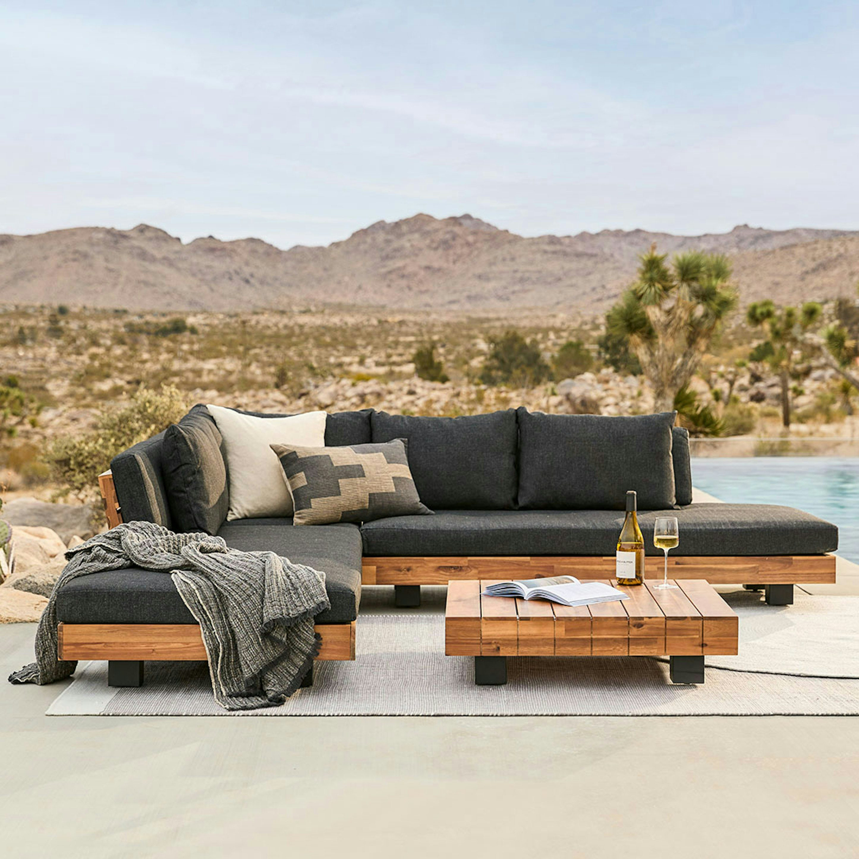 Lubek 100.5" Outdoor Low Corner Sectional Set - Slate Gray | Article
