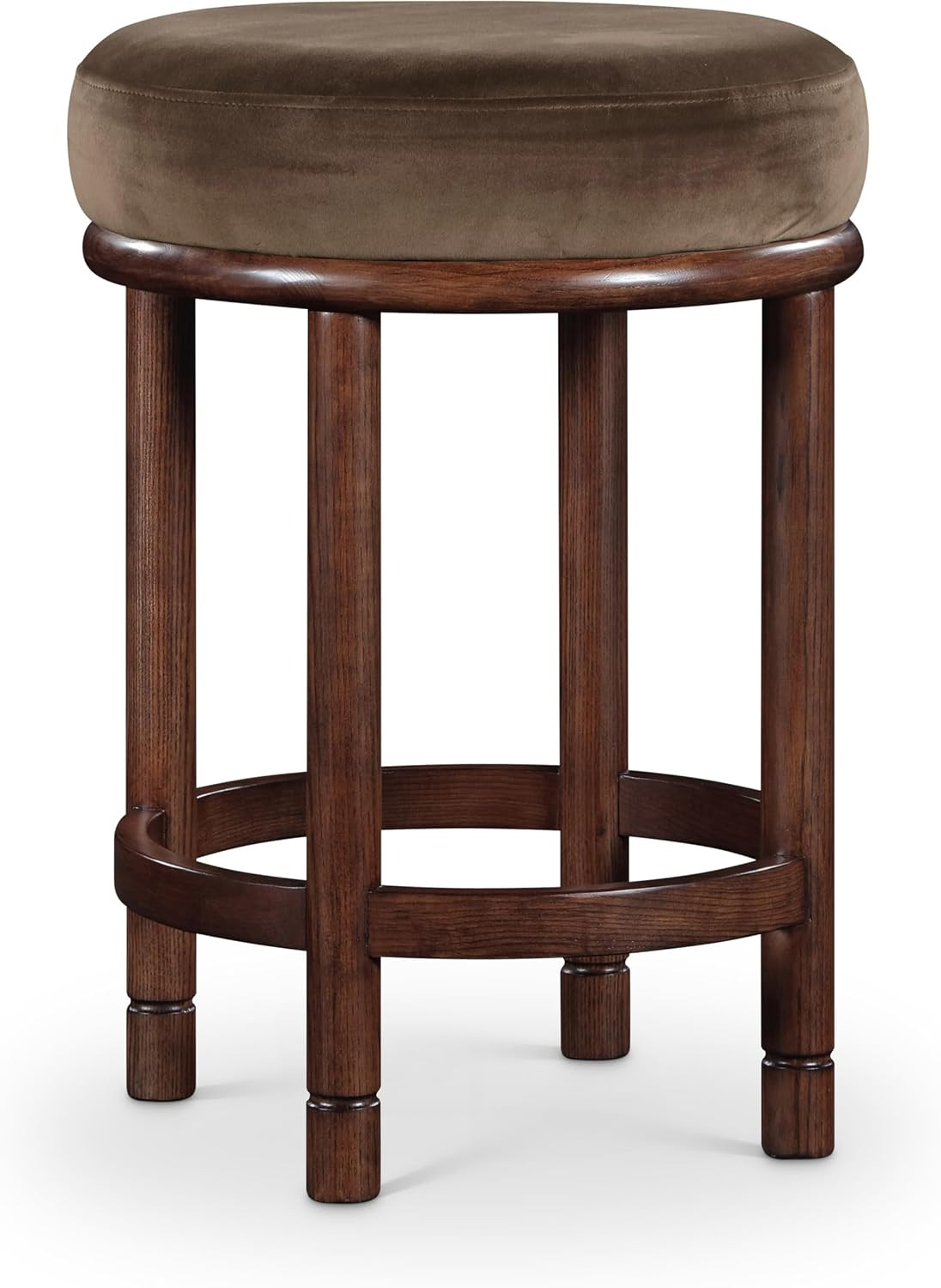 Meridian Furniture 978Brown-C Monette Collection Art Deco Counter Stool with Ultra Luxe Velvet, Rich Walnut Brown Solid Ash Wood Legs, 460 GSM Velvet, 18" W x 18" D x 26" H, Brown | Amazon (US)