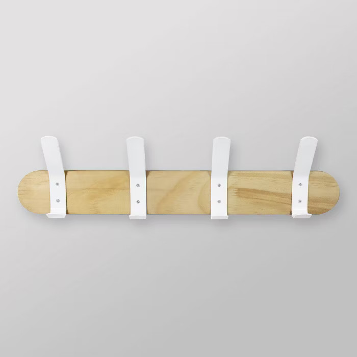 Metal and Wood Hanging Wall Hooks White - Pillowfort™ | Target