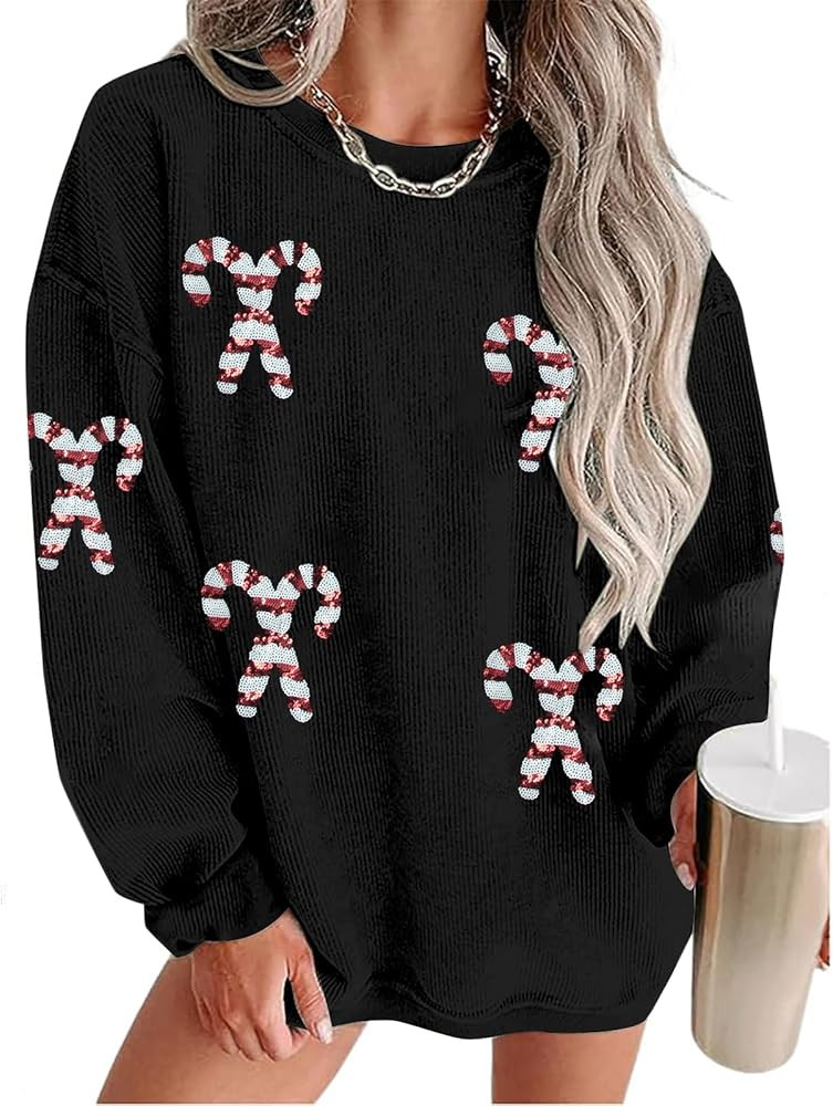 Merry Christmas Sweatshirt Women Christmas Sequin Tops Hoodie Christmas Party Pullover with Pocke... | Amazon (US)