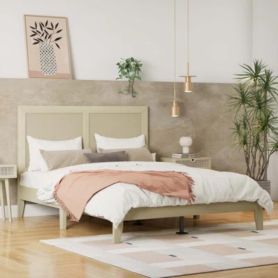 Solid Wood Platform Bed With Rattan | Wayfair North America