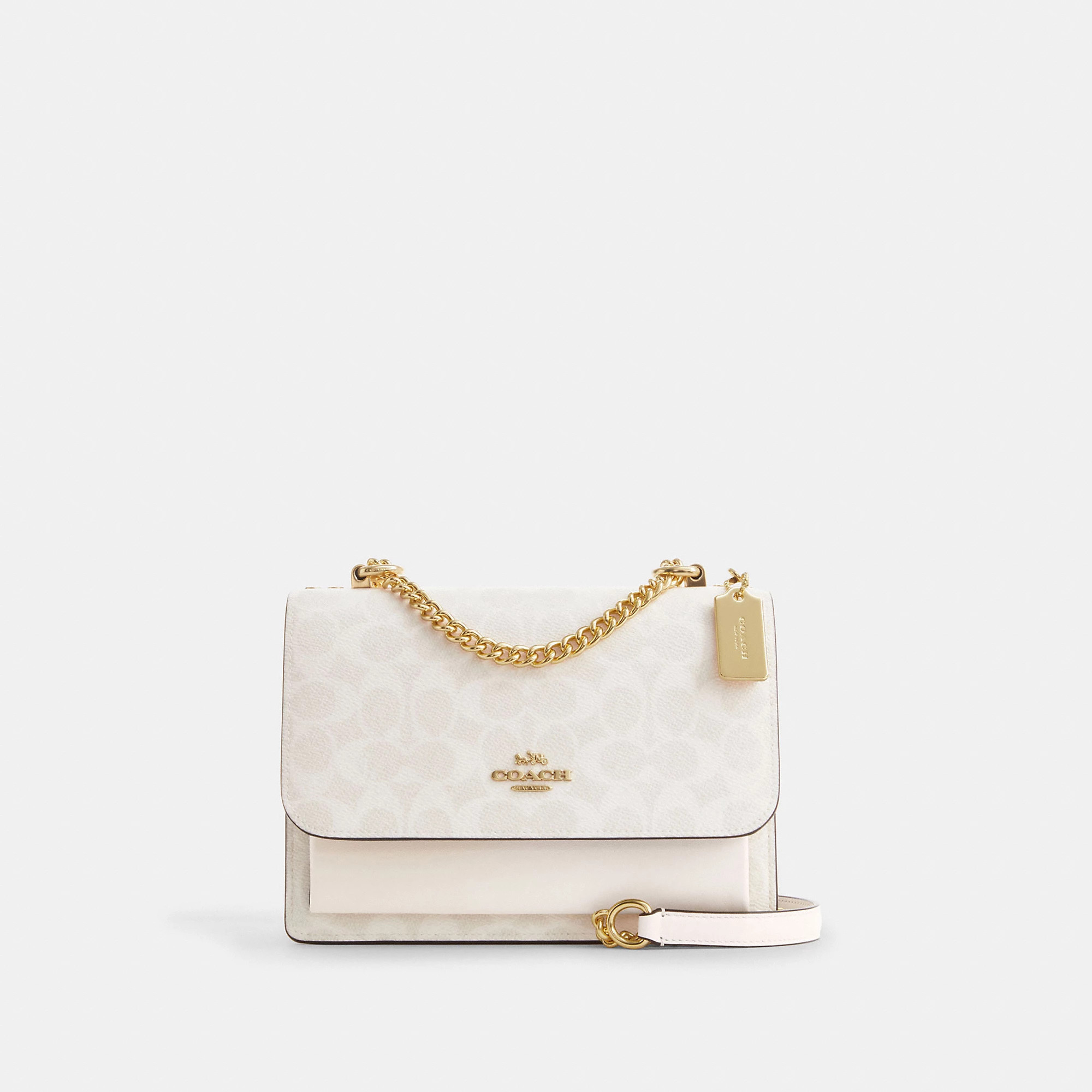 Coach Outlet Klare Crossbody Bag In Signature Canvas - Women's Purses - Gold/white/chalk, Size: Medium | Coach Outlet US