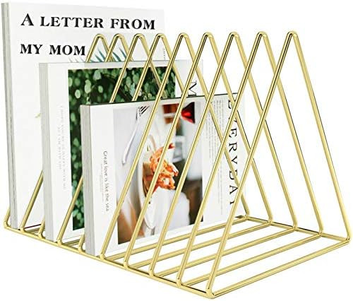 VOSTOR Files Folder Stand Desktop File Organizer, Triangle Wire Magazine Holder Book Shelf, 9 Slo... | Amazon (US)