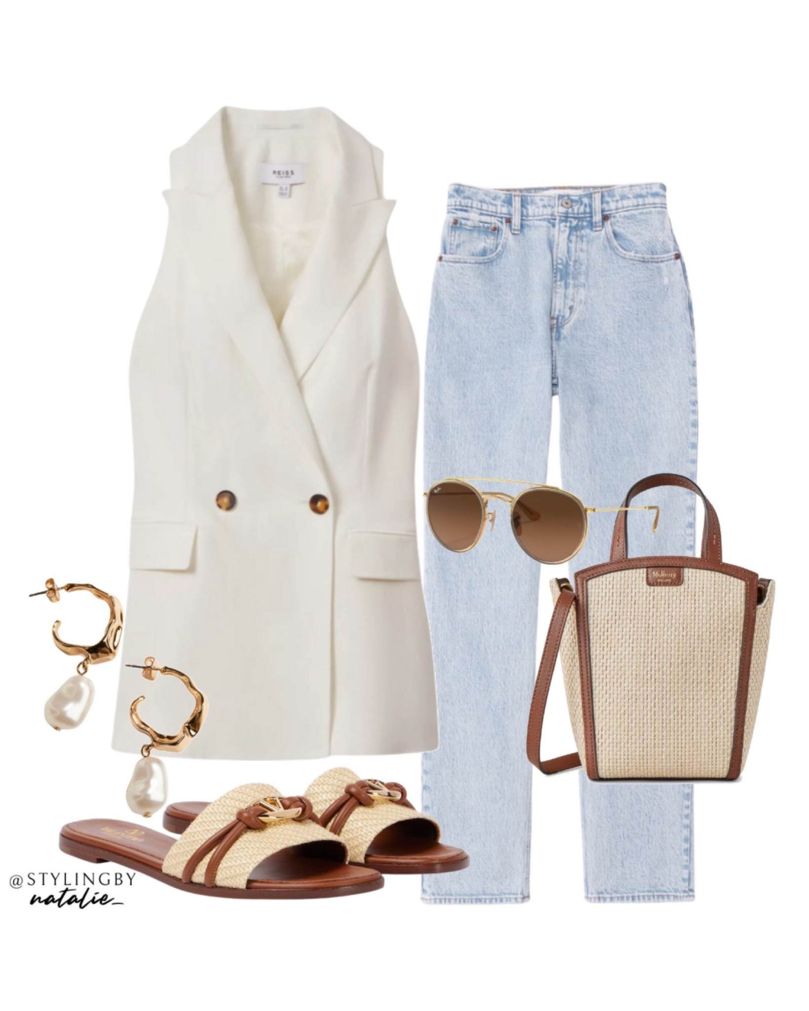 Linen waistcoat, high rise straight jeans, raffia slide sandals, Ray ban sunglasses & pearl earrings.
Summer outfit, Europe outfits, casual chic.

#LTKmidsize #LTKstyletip #LTKeurope