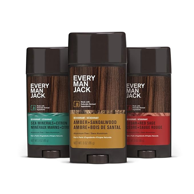 Every Man Jack Collection Deodorant Set - Includes Three Full-Sized Deodorant Sticks with Clean I... | Amazon (US)
